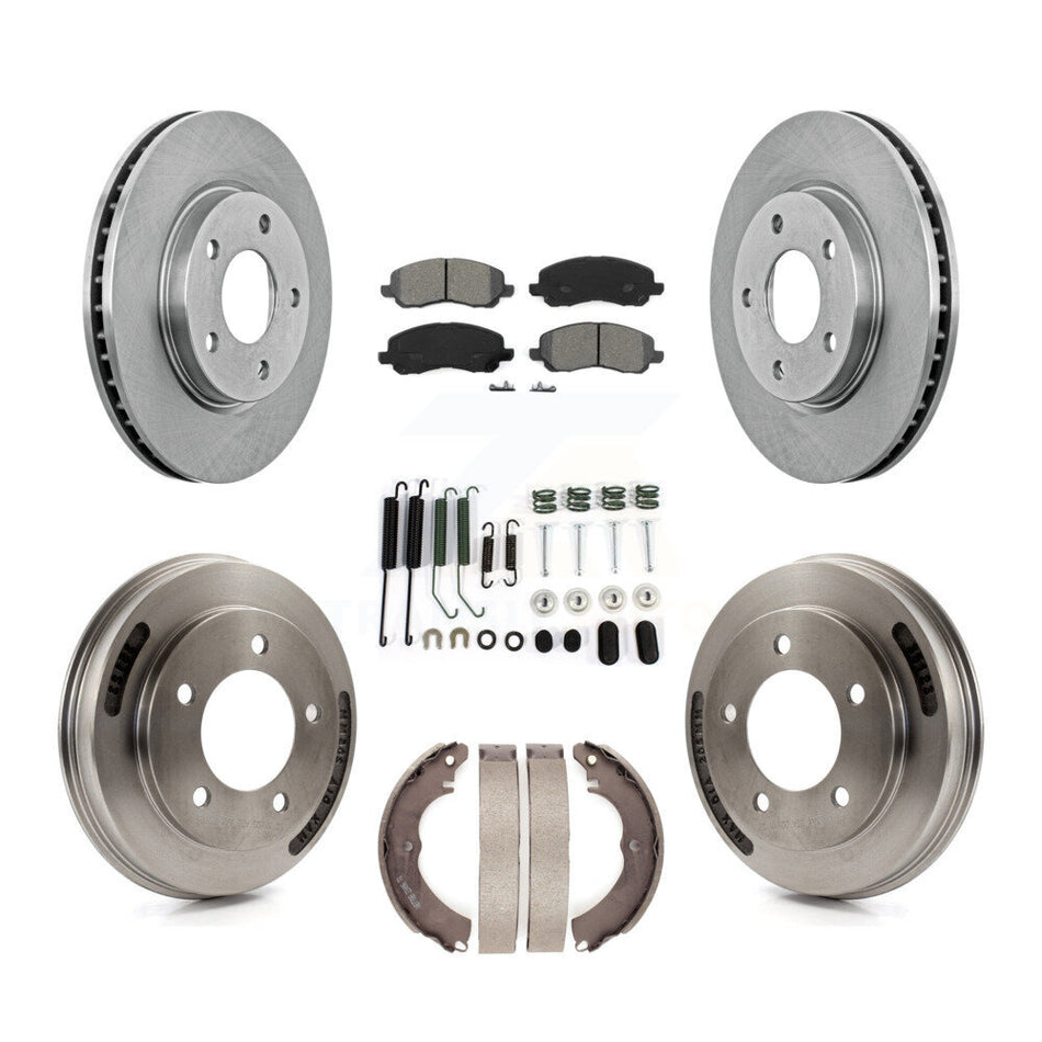 Front Rear Disc Brake Rotors Semi-Metallic Pads And Drum Kit (7Pc) For Mitsubishi Lancer K8S-102351