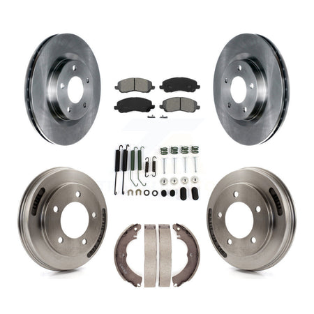 Front Rear Brake Rotors Semi-Metallic Pad & Drum Kit (7Pc) For 2008 Mitsubishi Lancer GTS K8S-102352