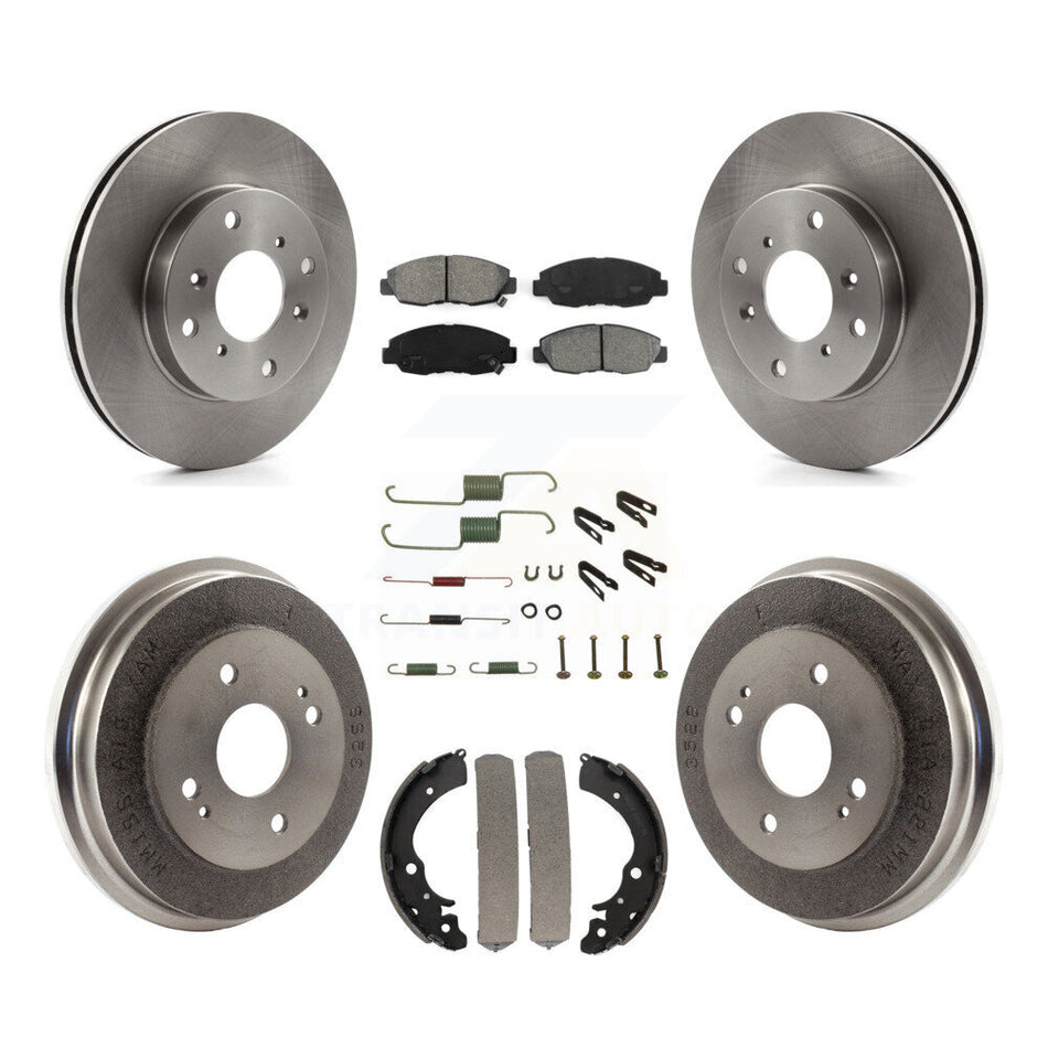Front Rear Disc Brake Rotors Semi-Metallic Pads And Drum Kit (7Pc) For Honda Accord K8S-102371