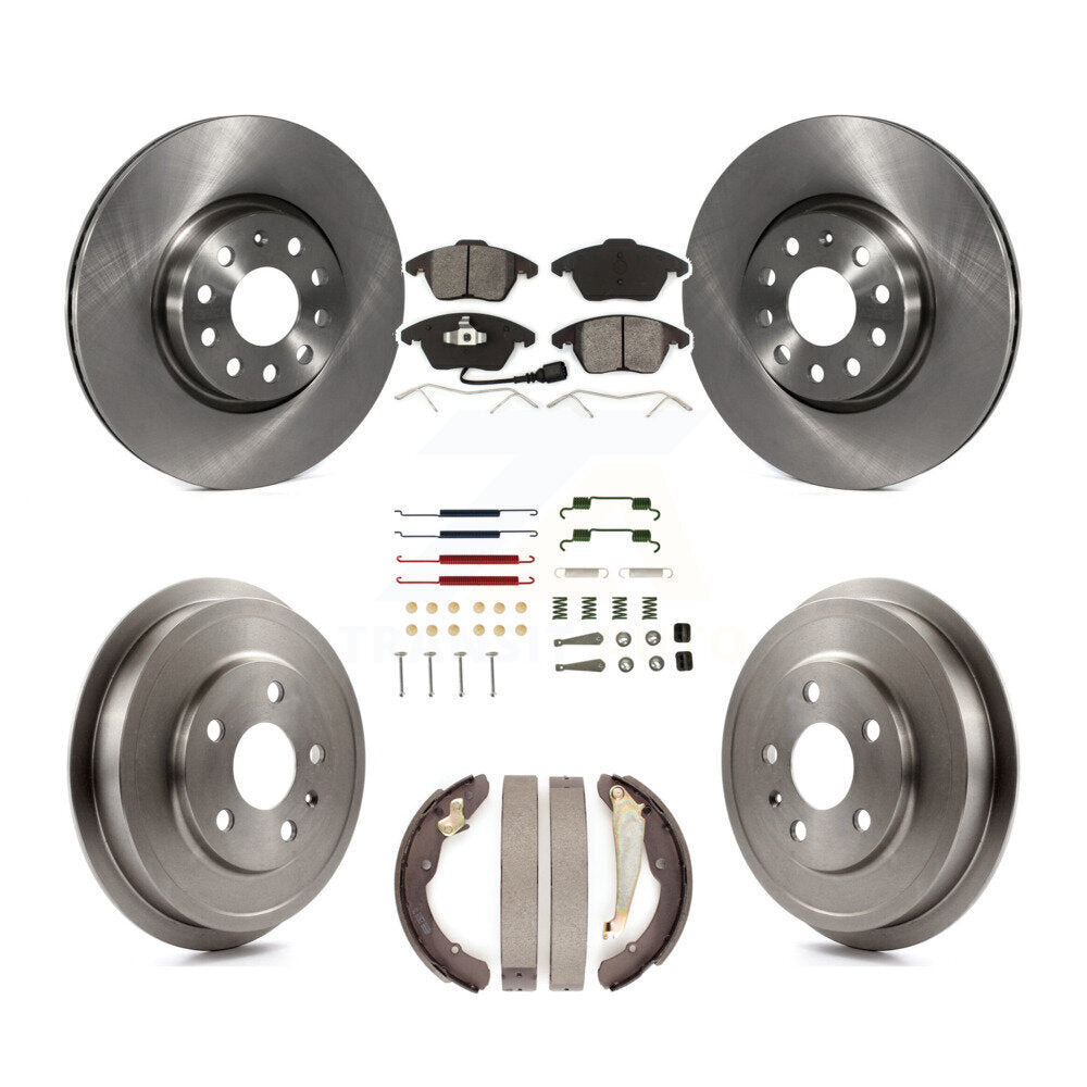 Front Rear Disc Brake Rotors Semi-Metallic Pads And Drum Kit (7Pc) For Volkswagen Jetta K8S-102393