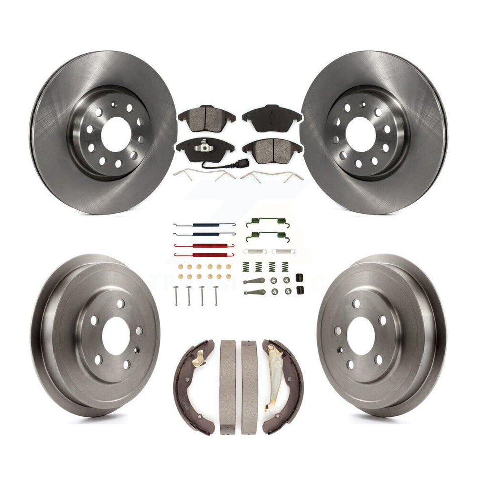Front Rear Disc Brake Rotors Semi-Metallic Pads And Drum Kit (7Pc) For Volkswagen Jetta K8S-102393