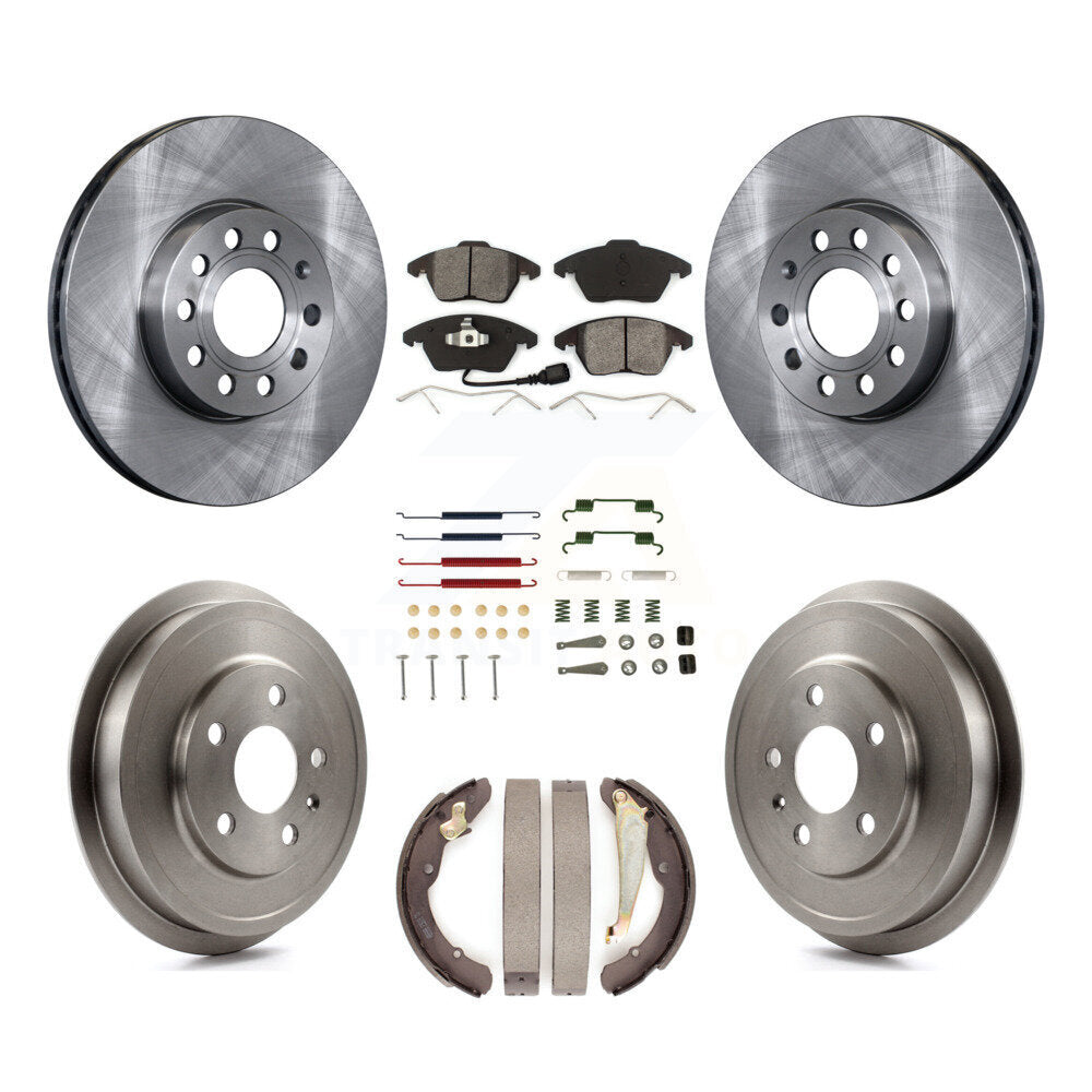 Front Rear Disc Brake Rotors Semi-Metallic Pads And Drum Kit (7Pc) For Volkswagen Jetta K8S-102394