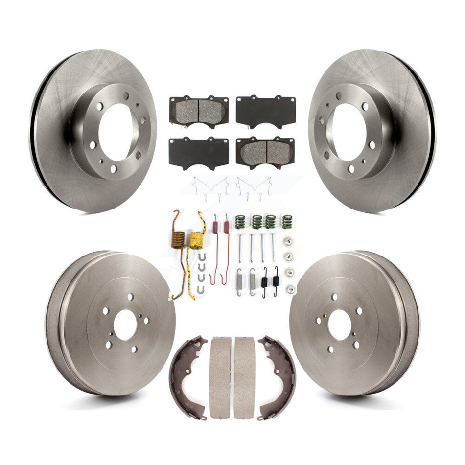 Front Rear Disc Brake Rotors Semi-Metallic Pads And Drum Kit (7Pc) For 2015 Toyota Tacoma RWD With 6 Lug Wheels K8S-102400
