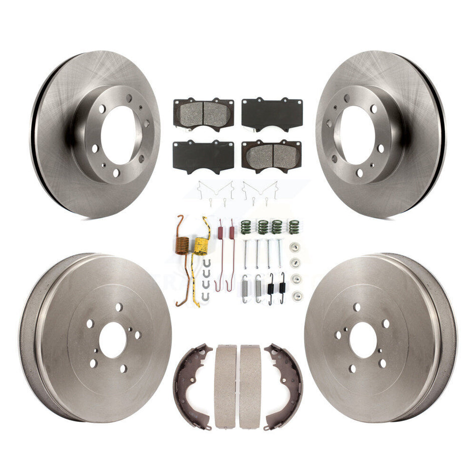 Front Rear Disc Brake Rotors Semi-Metallic Pads And Drum Kit (7Pc) For 2015 Toyota Tacoma RWD With 6 Lug Wheels K8S-102400