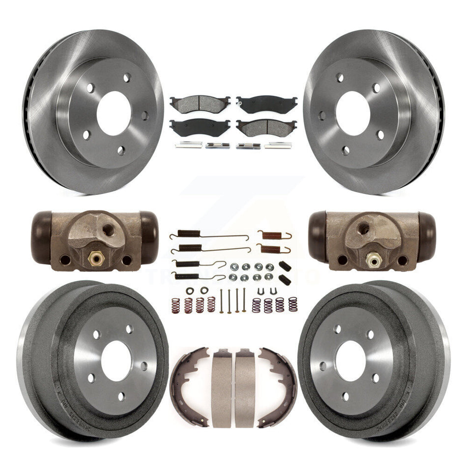 Front Rear Disc Brake Rotors Semi-Metallic Pads And Drum Kit (9Pc) For 2000-2001 Dodge Ram 1500 RWD K8S-102413