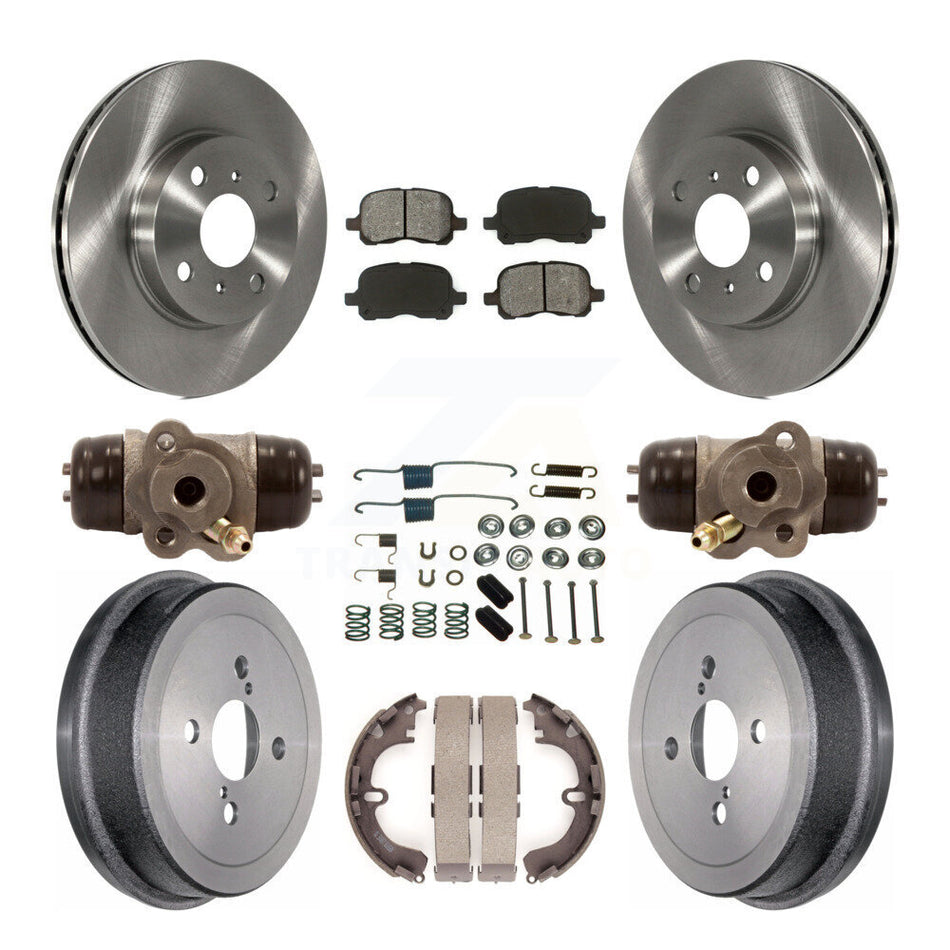 Front Rear Disc Brake Rotors Semi-Metallic Pads And Drum Kit (9Pc) For Toyota Corolla Chevrolet Prizm Non-ABS K8S-102441