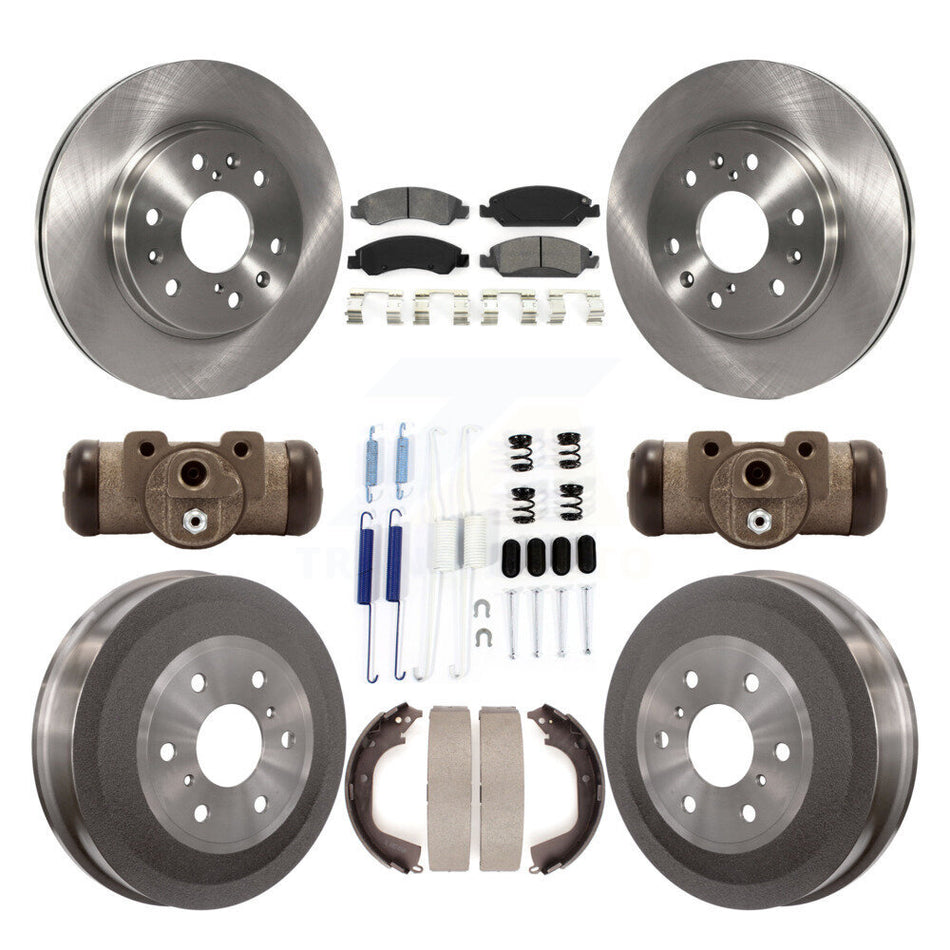 Front Rear Disc Brake Rotors Semi-Metallic Pads And Drum Kit (9Pc) For Chevrolet Silverado 1500 GMC Sierra With 6400 Lb GVW K8S-102488