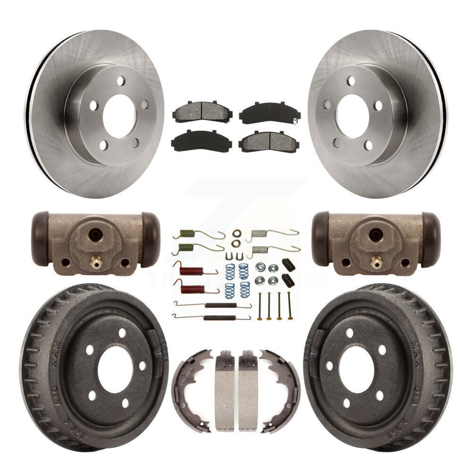 Front Rear Disc Brake Rotors Semi-Metallic Pads And Drum Kit (9Pc) For 2001-2002 Ford Ranger 4WD With 9" Diameter K8S-102501
