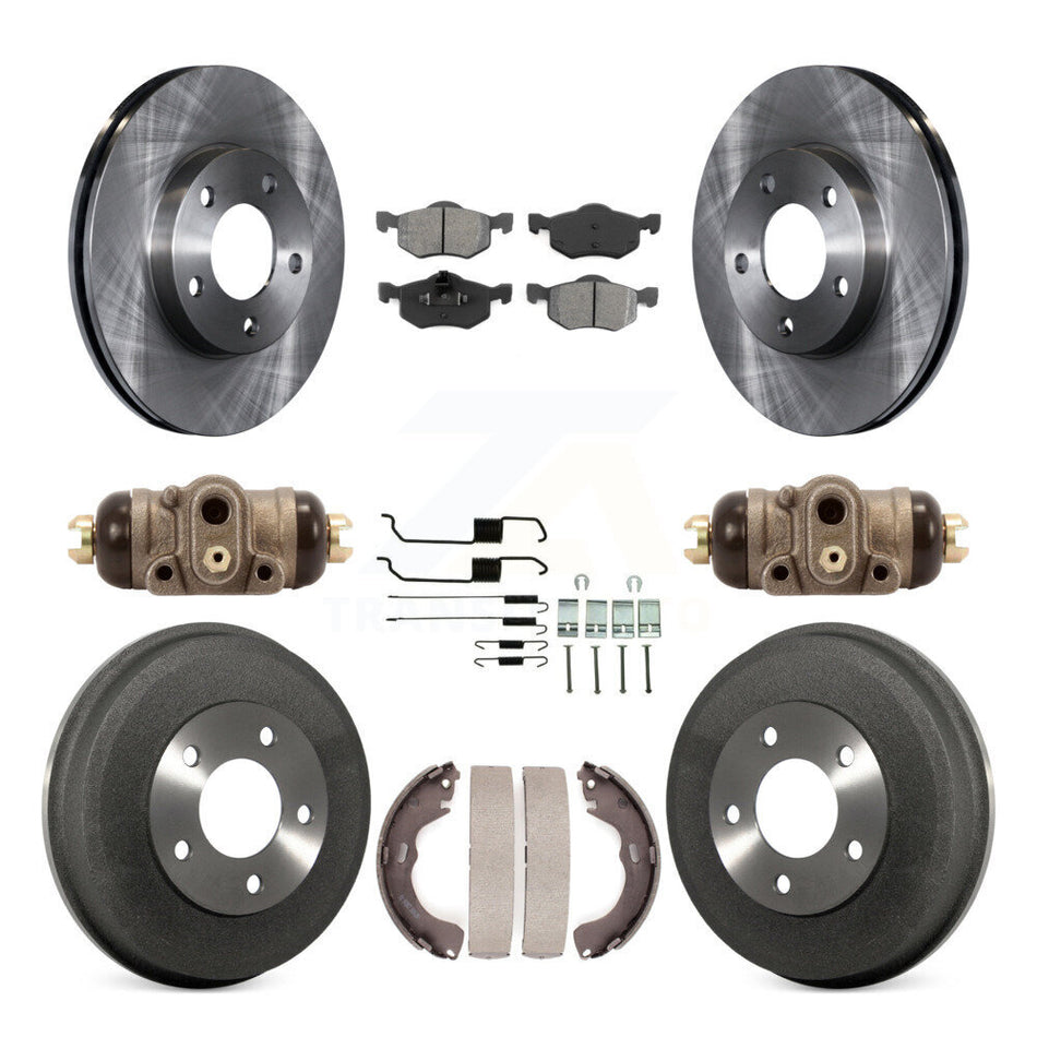 Front Rear Disc Brake Rotors Semi-Metallic Pads And Drum Kit (9Pc) For Ford Escape Mazda Tribute Mercury Mariner K8S-102506