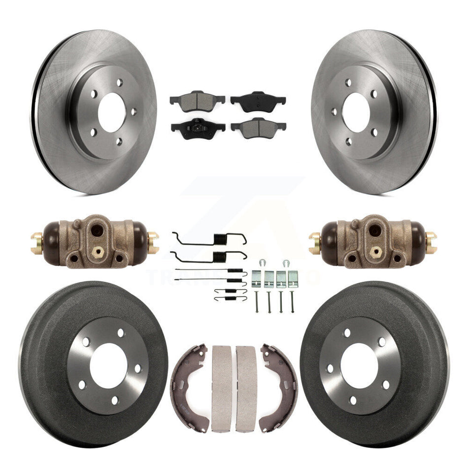 Front Rear Disc Brake Rotors Semi-Metallic Pads And Drum Kit (9Pc) For Ford Escape Mercury Mariner K8S-102509