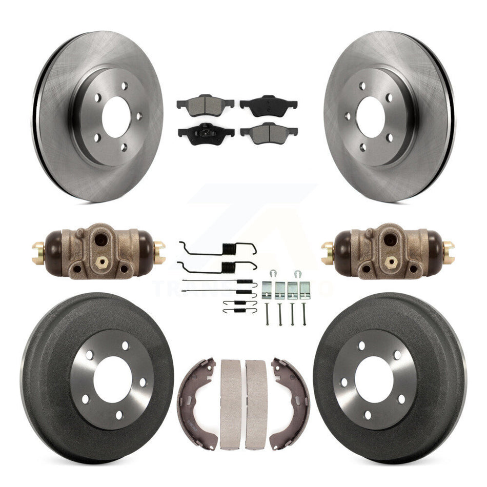 Front Rear Disc Brake Rotors Semi-Metallic Pads And Drum Kit (9Pc) For Ford Escape Mercury Mariner K8S-102509