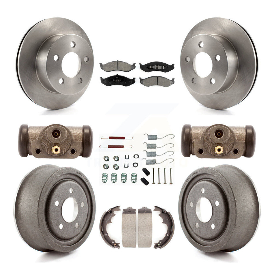 Front Rear Disc Brake Rotors Semi-Metallic Pads And Drum Kit (9Pc) For Jeep Wrangler TJ K8S-102520