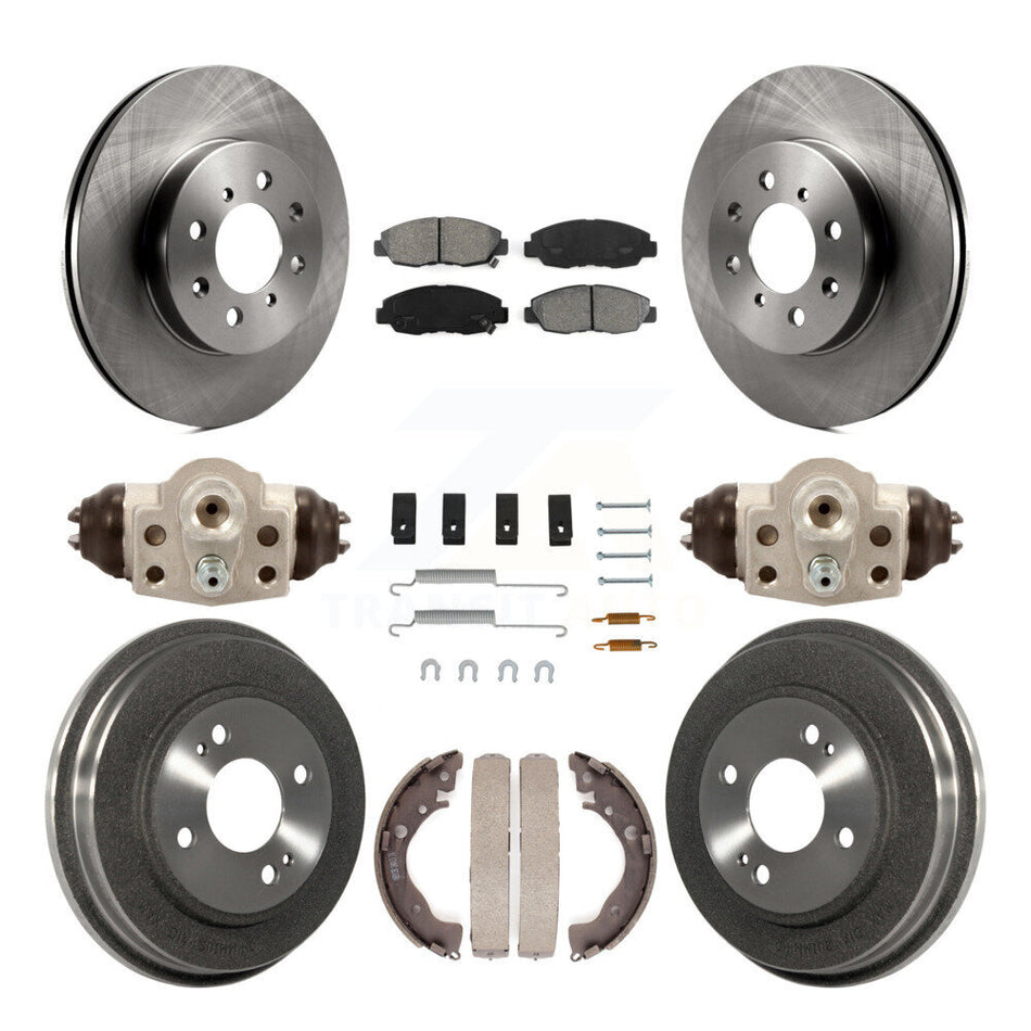 Front Rear Disc Brake Rotors Semi-Metallic Pads And Drum Kit (9Pc) For Honda Insight K8S-102538