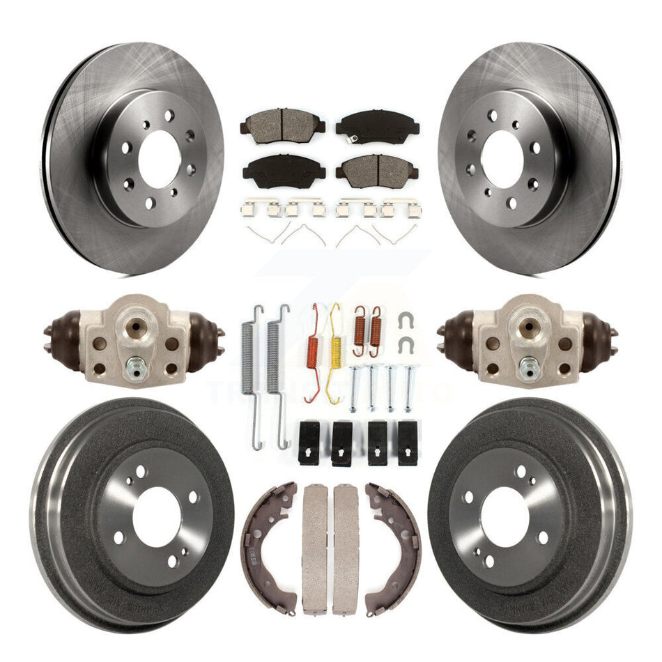 Front Rear Disc Brake Rotors Semi-Metallic Pads And Drum Kit (9Pc) For Honda Fit K8S-102539
