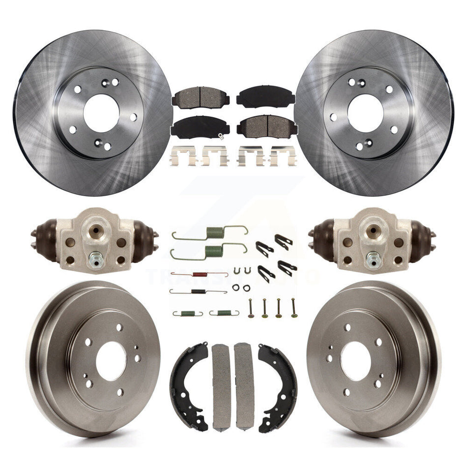 Front Rear Disc Brake Rotors Semi-Metallic Pads And Drum Kit (9Pc) For Honda Civic GX K8S-102551