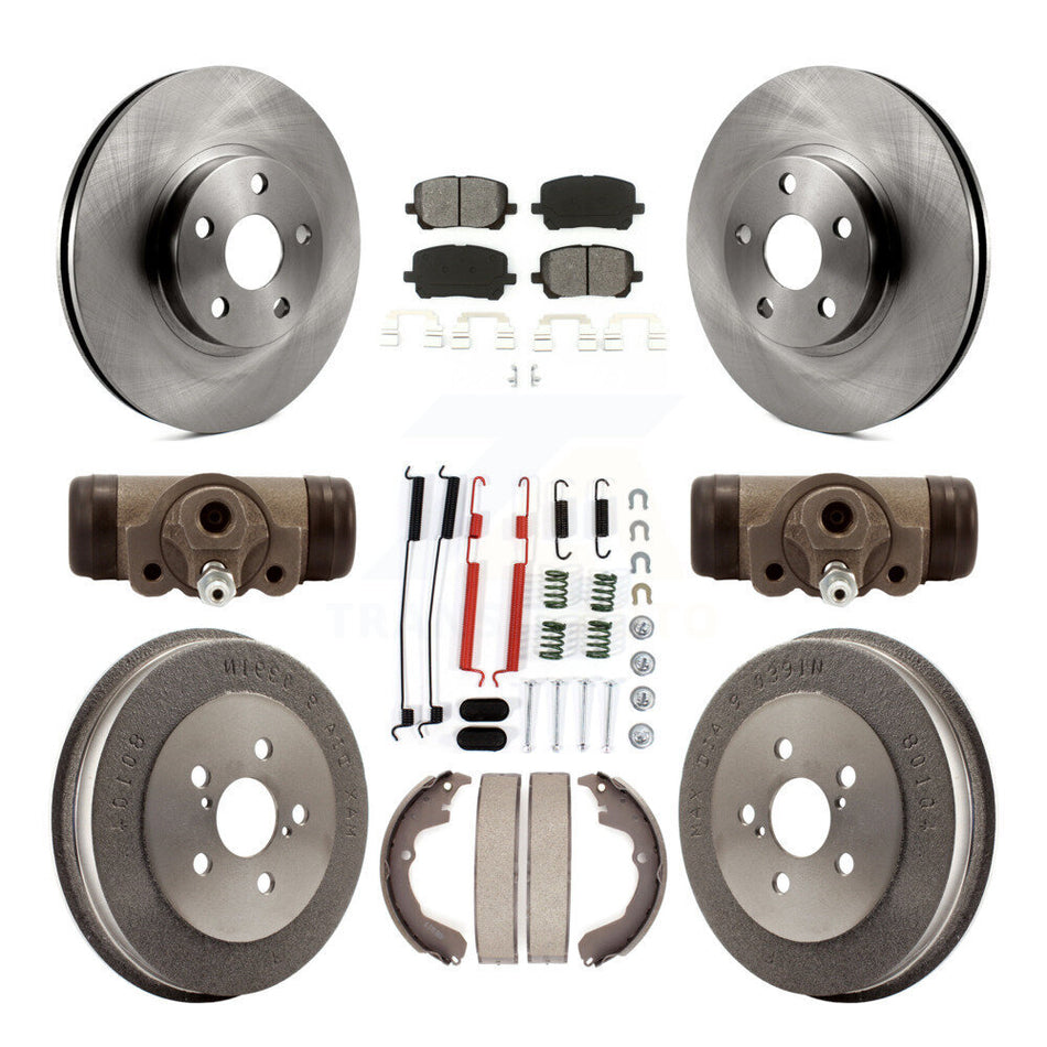 Front Rear Disc Brake Rotors Semi-Metallic Pads And Drum Kit (9Pc) For Pontiac Vibe Toyota Matrix K8S-102557