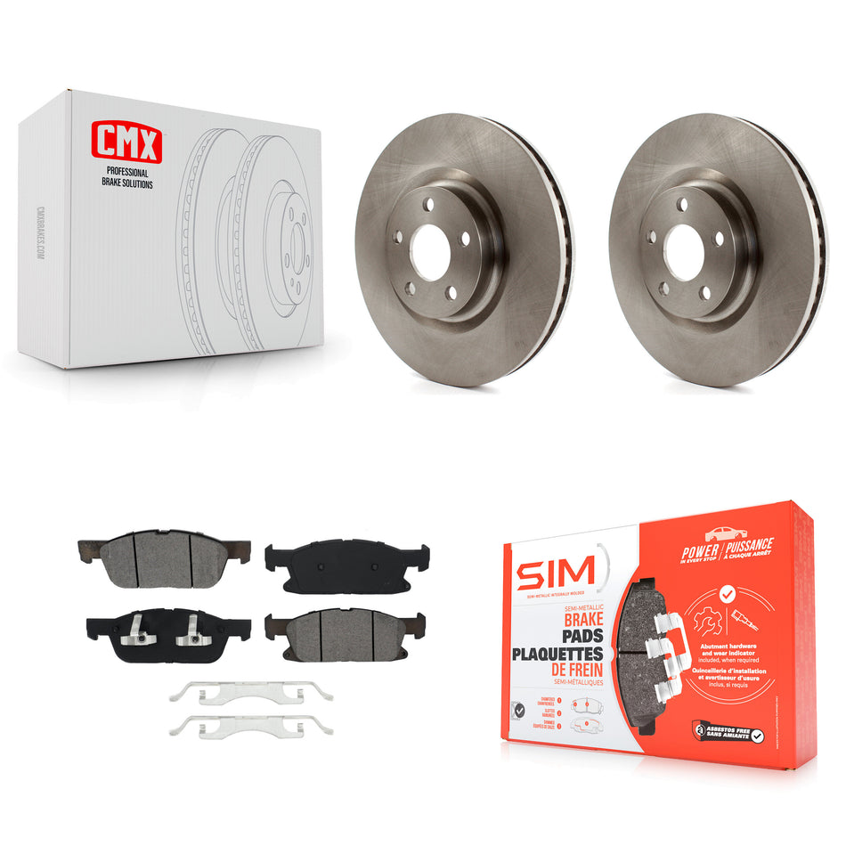 Front Disc Brake Rotors And Semi-Metallic Pads Kit For Ford Edge K8S-102576