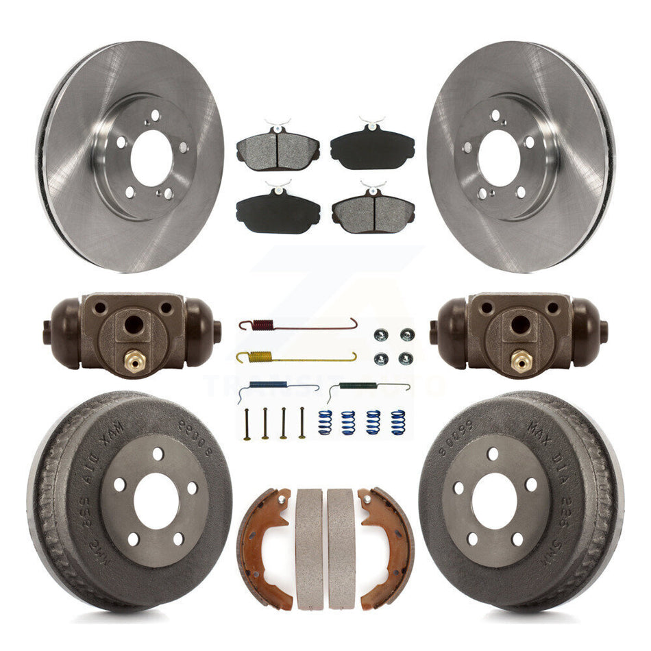 Front Rear Disc Brake Rotors Semi-Metallic Pads And Drum Kit (9Pc) For 2001-2002 Ford Taurus Sedan with rear brakes With Police or Taxi Package K8S-102604