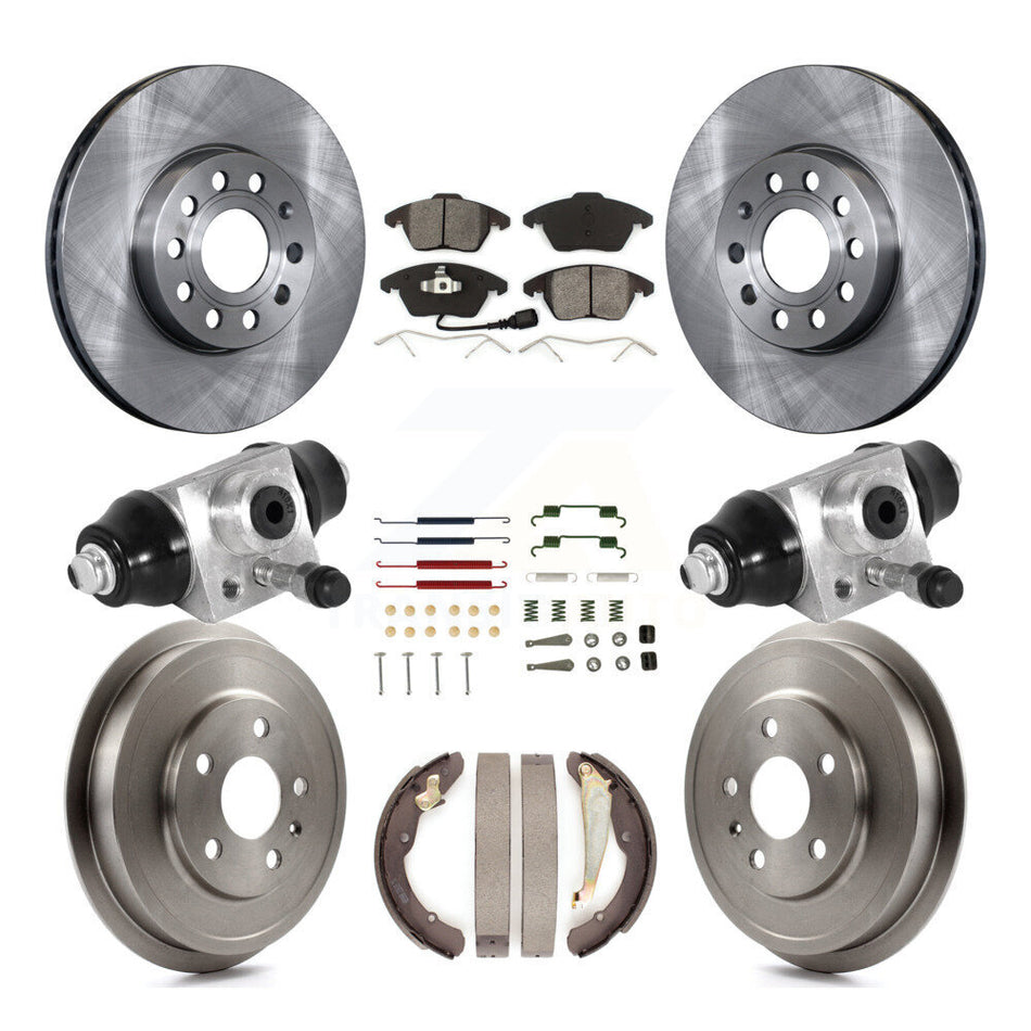 Front Rear Disc Brake Rotors Semi-Metallic Pads And Drum Kit (9Pc) For Volkswagen Jetta K8S-102630