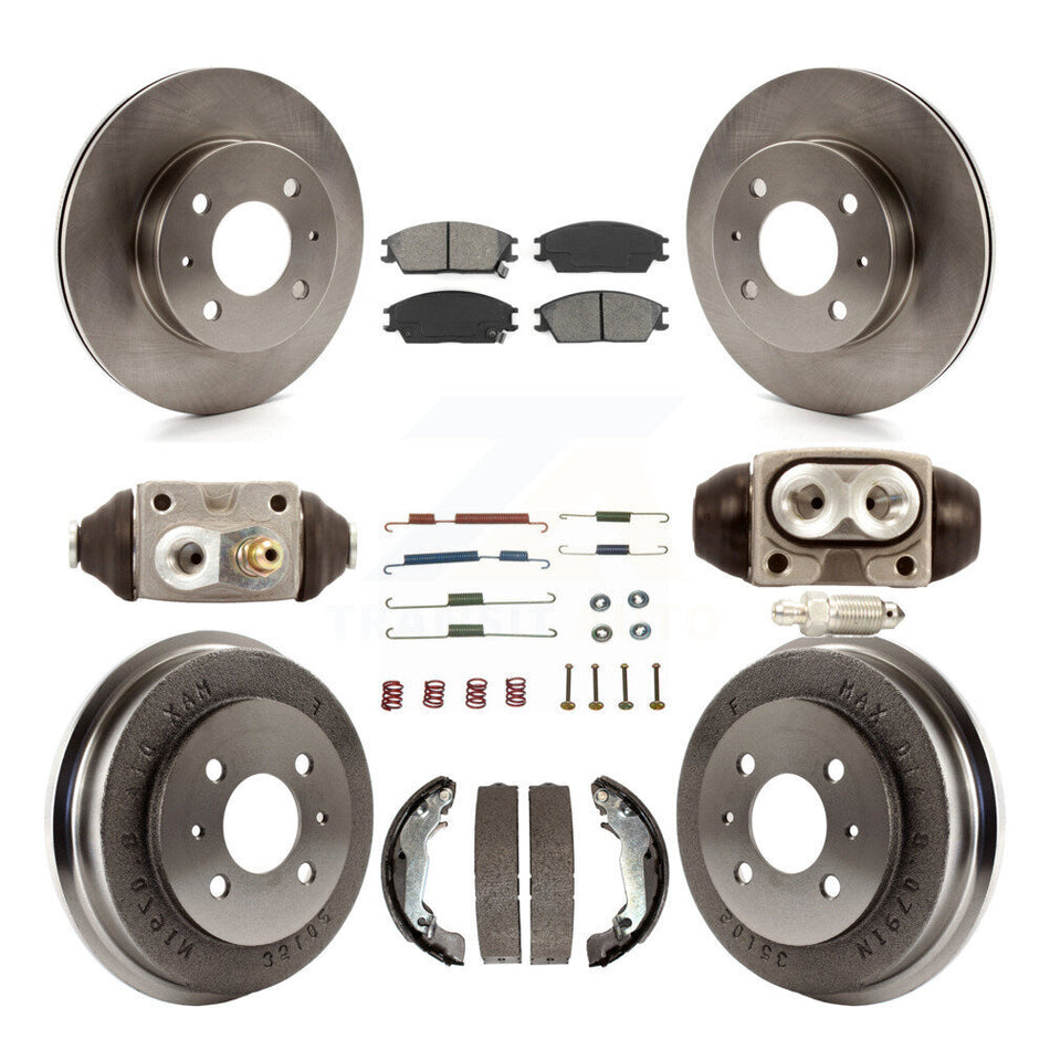 Front Rear Disc Brake Rotors Semi-Metallic Pads And Drum Kit (9Pc) For 2003-2005 Hyundai Accent K8S-102665