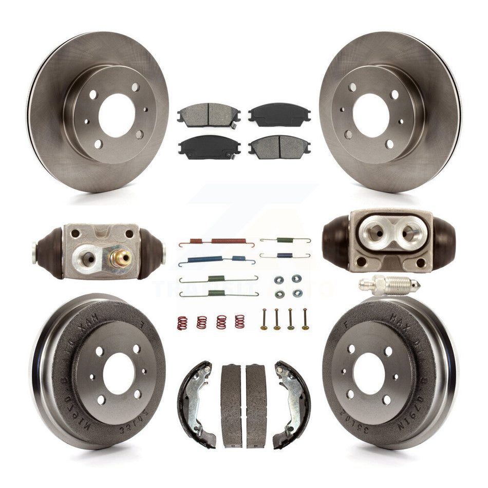 Front Rear Disc Brake Rotors Semi-Metallic Pads And Drum Kit (9Pc) For 2003-2005 Hyundai Accent K8S-102665