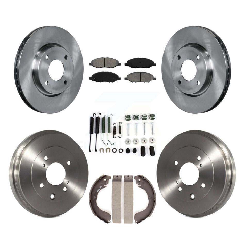 Front Rear Brake Rotor Semi-Metallic Pad Drum Kit (7Pc) For 2008 Nissan Versa 4-Wheel ABS K8S-102714