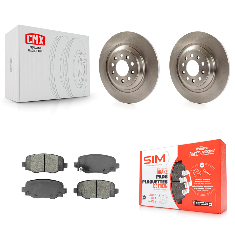 Rear Disc Brake Rotors And Semi-Metallic Pads Kit For 2014-2021 Jeep Cherokee With Dual Piston Front Caliper K8S-102718