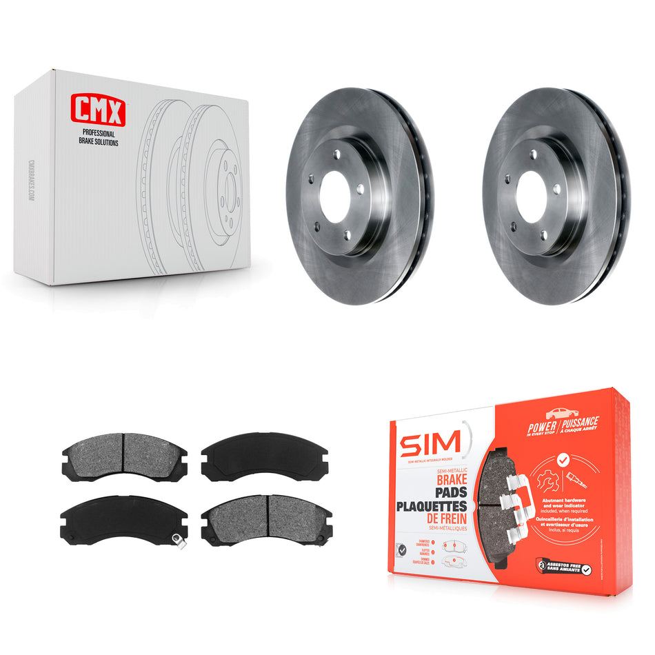 Front Disc Brake Rotors And Semi-Metallic Pads Kit For 2017 Mitsubishi Lancer With 294mm Diameter Rotor K8S-102745