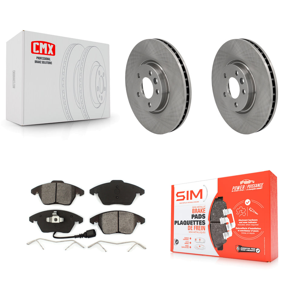Front Disc Brake Rotors And Semi-Metallic Pads Kit For Volkswagen CC With 340mm Diameter Rotor K8S-102764