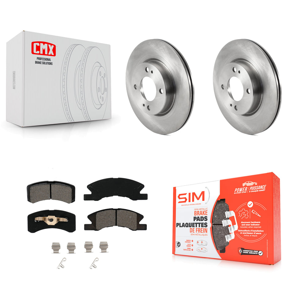 Front Disc Brake Rotors And Semi-Metallic Pads Kit For 2017-2022 Mitsubishi Mirage G4 K8S-102772