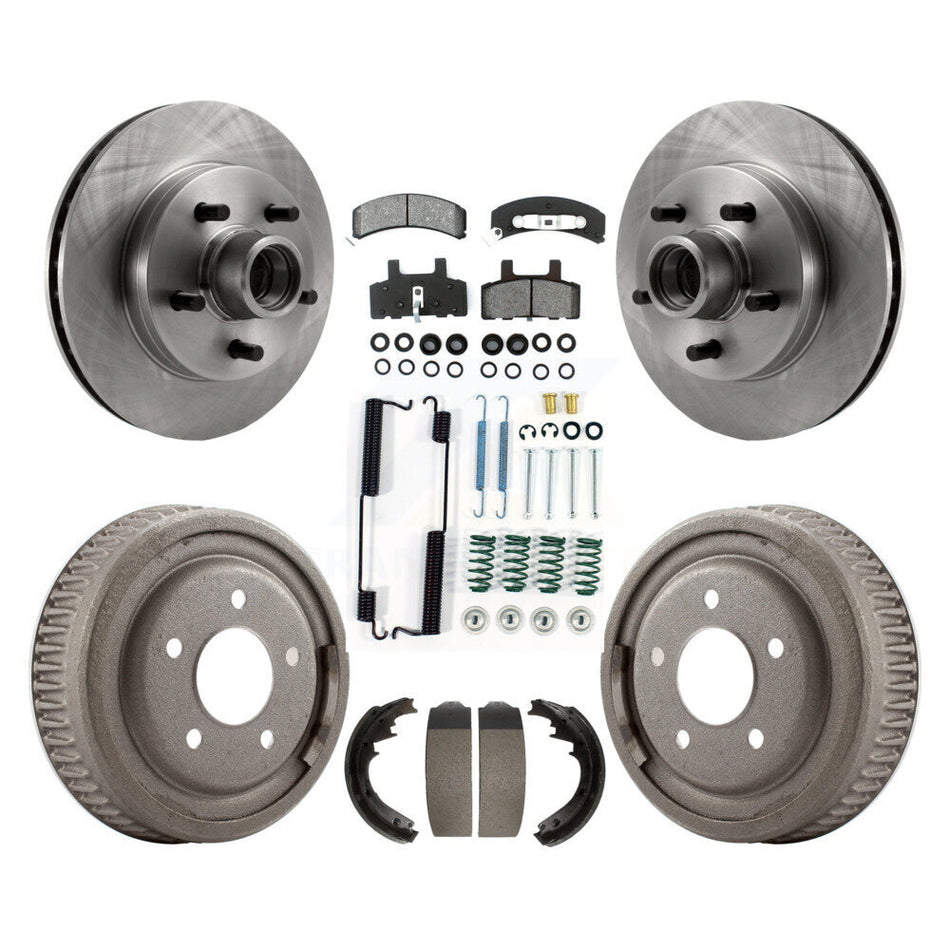 Front Rear Disc Brake Rotors Hub Assembly Semi-Metallic Pads And Drum Kit (7Pc) For 1997-1999 Chevrolet C1500 Suburban GAS engine With 10" Diameter K8S-102833