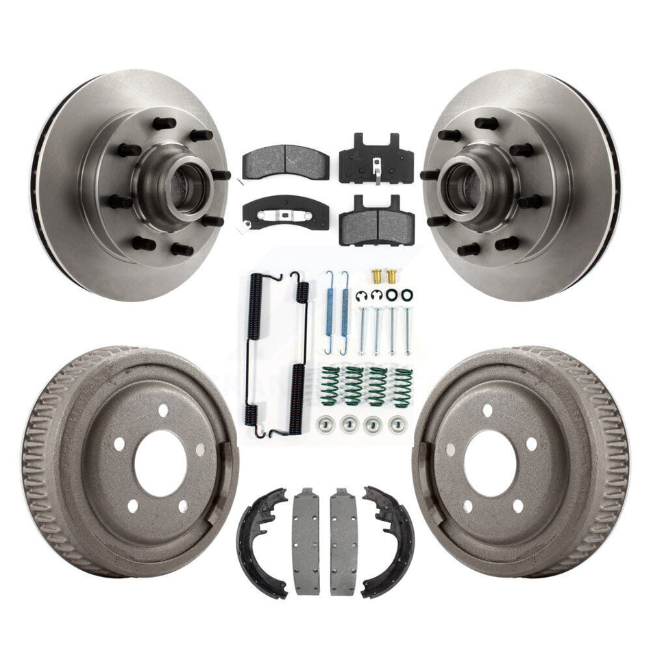 Front Rear Disc Brake Rotors Hub Assembly Semi-Metallic Pads And Drum Kit (7Pc) For 1998-1999 Chevrolet C1500 Suburban DIESEL engine With 10" Diameter K8S-102834
