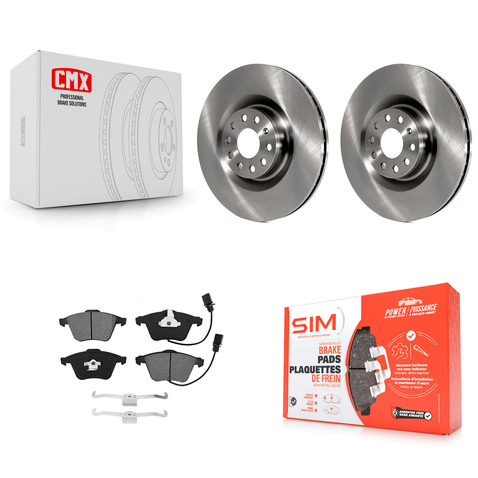 Front Disc Brake Rotors And Semi-Metallic Pads Kit For Volkswagen Passat CC Golf R R32 K8S-102869