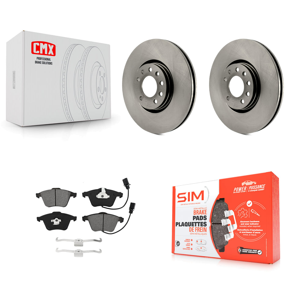 Front Disc Brake Rotors And Semi-Metallic Pads Kit For 2010-2011 Saab 9-3X With 314mm Diameter Rotor K8S-102873