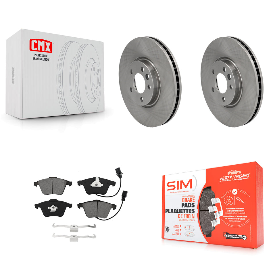 Front Disc Brake Rotors And Semi-Metallic Pads Kit For Volkswagen CC With 340mm Diameter Rotor K8S-102879