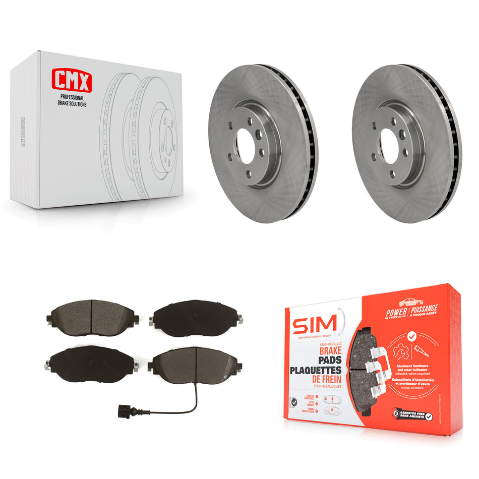 Front Disc Brake Rotors And Semi-Metallic Pads Kit For Volkswagen CC AWD K8S-102880