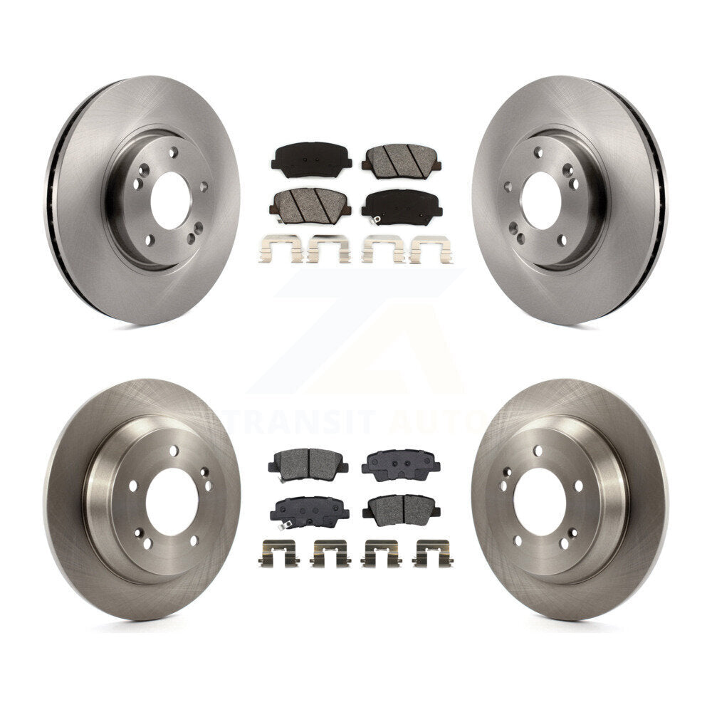 Front Rear Brake Rotors & Semi-Metallic Pad Kit For Kia Rondo With Electric Parking K8S-102909