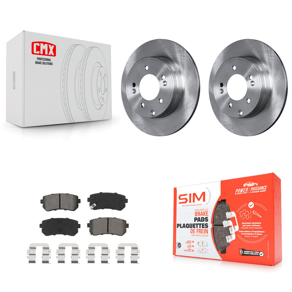 Rear Disc Brake Rotors And Semi-Metallic Pads Kit For Hyundai Sonata Kia Optima With Manual Parking K8S-102972