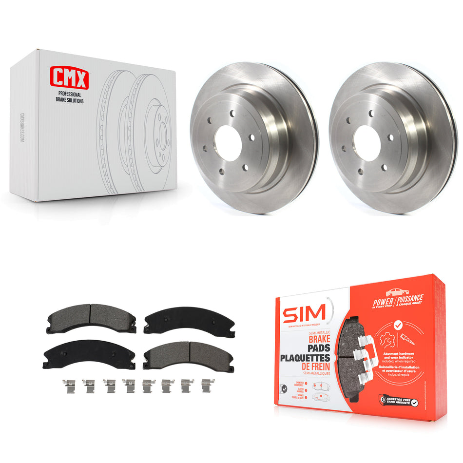 Rear Disc Brake Rotors And Semi-Metallic Pads Kit For 2016-2019 Nissan TITAN XD K8S-102981