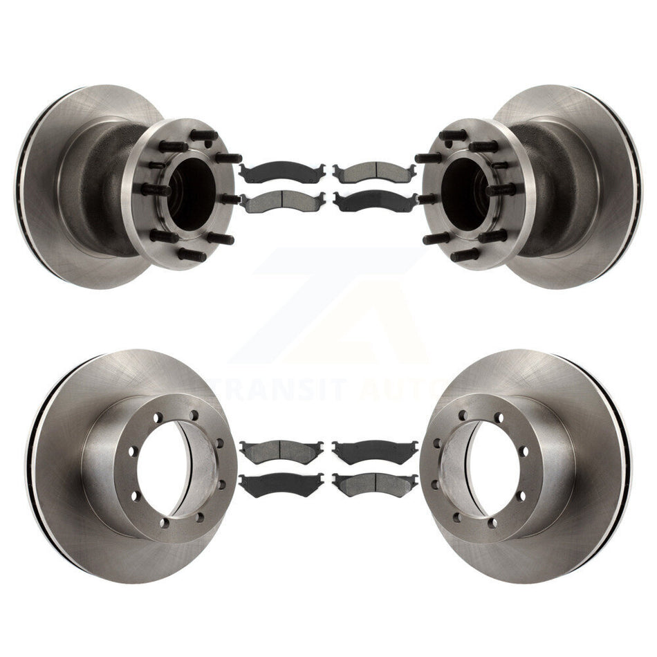 Front Rear Disc Brake Rotors And Semi-Metallic Pads Kit For 1999-2001 Ford E-350 Super Duty With Dual Wheels Driveline Mounted Parking K8S-103065