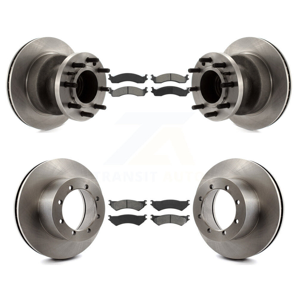Front Rear Disc Brake Rotors And Semi-Metallic Pads Kit For 1999-2001 Ford E-350 Super Duty With Dual Wheels Driveline Mounted Parking K8S-103065