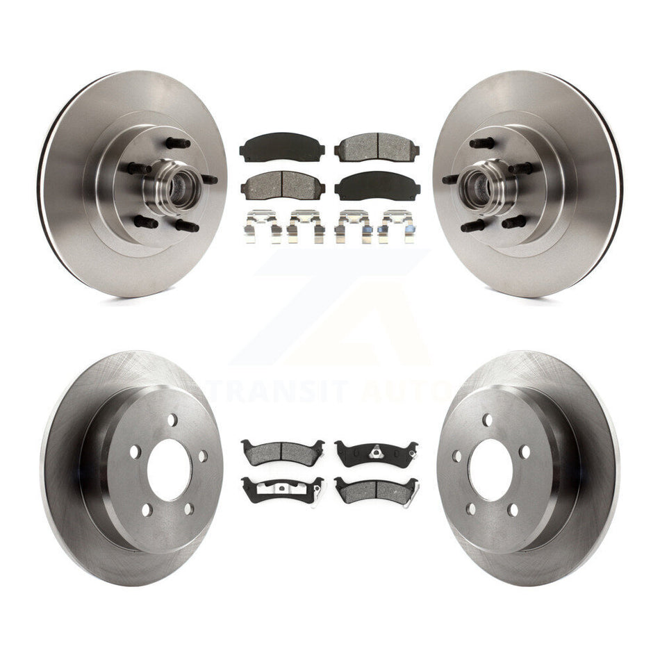 Front Rear Disc Brake Rotors And Semi-Metallic Pads Kit For Ford Explorer Sport Trac RWD K8S-103084