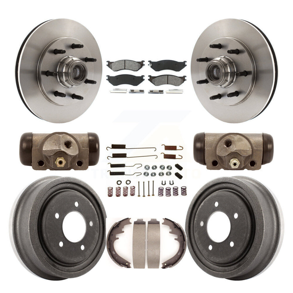 Front Rear Disc Brake Rotors Semi-Metallic Pads And Drum Kit (9Pc) For 1999 Ford F-150 RWD With 7 Lug Wheels 12mm Wheel Lugs 4 ABS K8S-103162