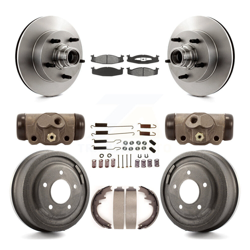 Front Rear Disc Brake Rotors Semi-Metallic Pads And Drum Kit (9Pc) For 1997-1997 Ford E-150 Econoline Club Wagon 15/16" Bore K8S-103167