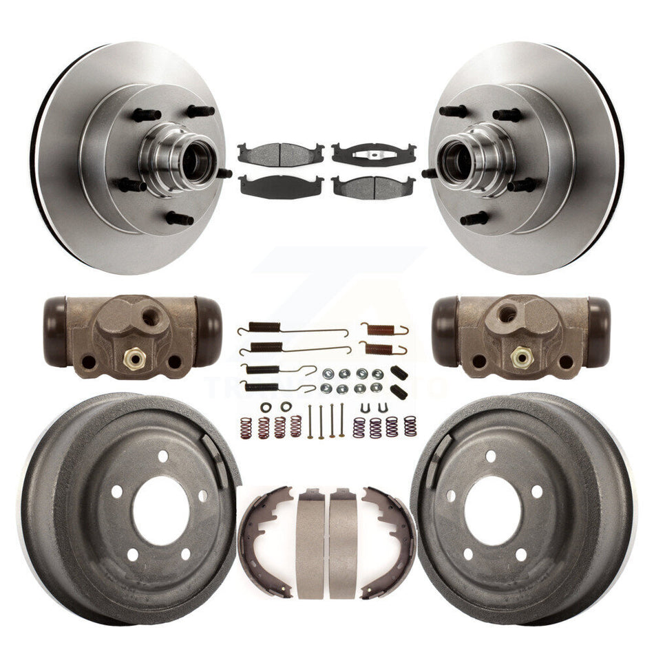 Front Rear Disc Brake Rotors Semi-Metallic Pads And Drum Kit (9Pc) For 1997-1997 Ford E-150 Econoline Club Wagon 15/16" Bore K8S-103167