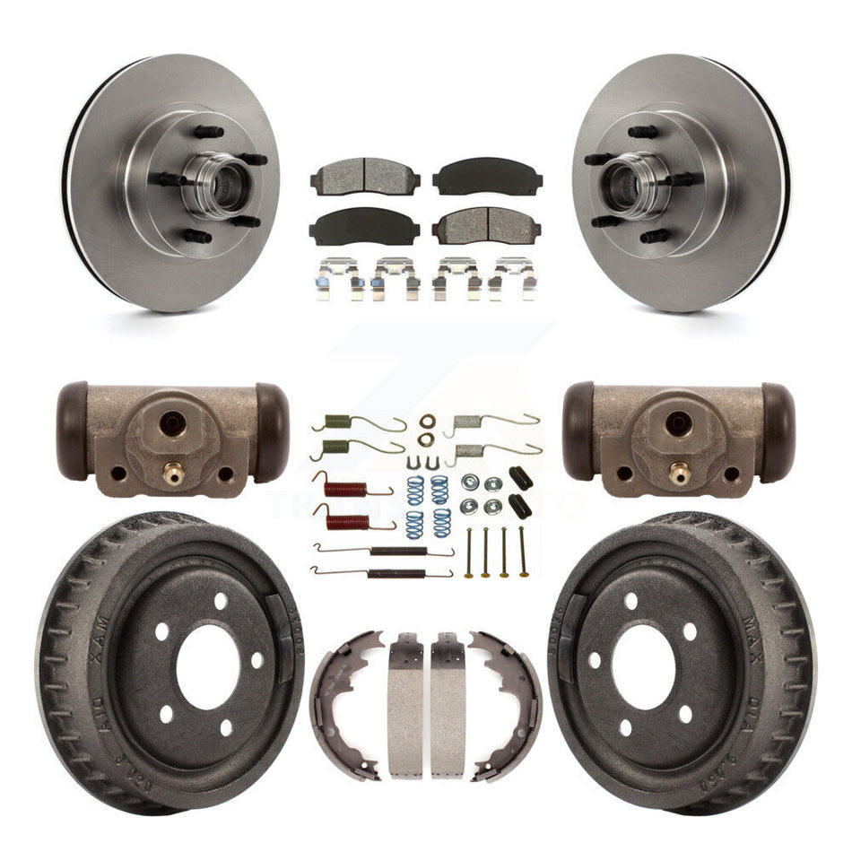 Front Rear Disc Brake Rotors Semi-Metallic Pads And Drum Kit (9Pc) For 2006-2009 Ford Ranger RWD With 9" Diameter K8S-103180