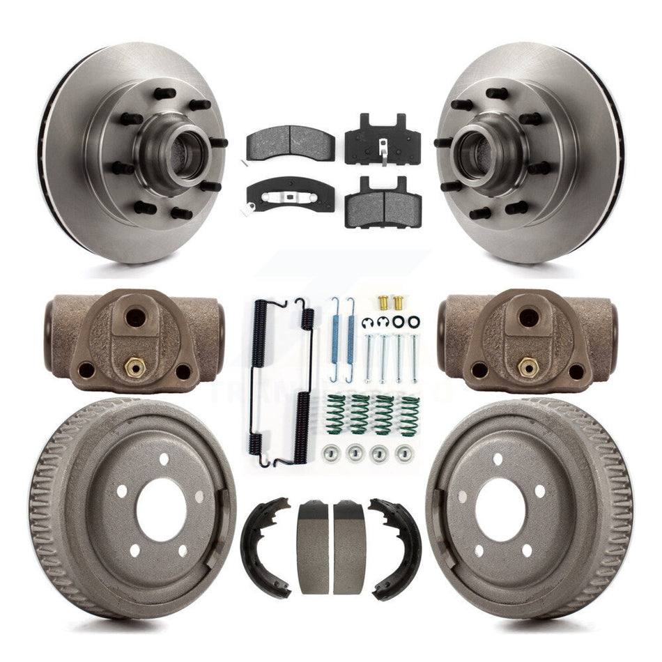 Front Rear Disc Brake Rotors Semi-Metallic Pads And Drum Kit (9Pc) For 1997 Chevrolet C1500 Suburban DIESEL engine With 10" Diameter K8S-103183