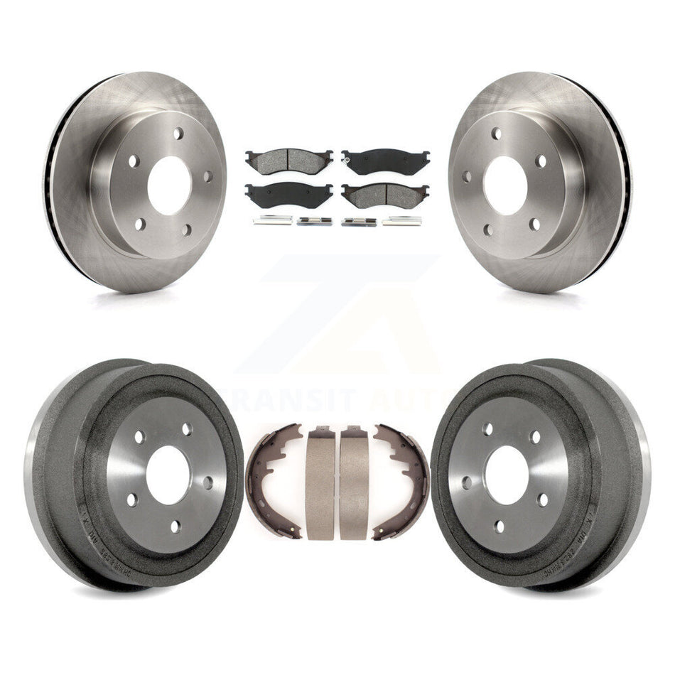 Front Rear Disc Brake Rotors Semi-Metallic Pads And Drum Kit For 2000-2001 Dodge Ram 1500 4WD K8S-103223