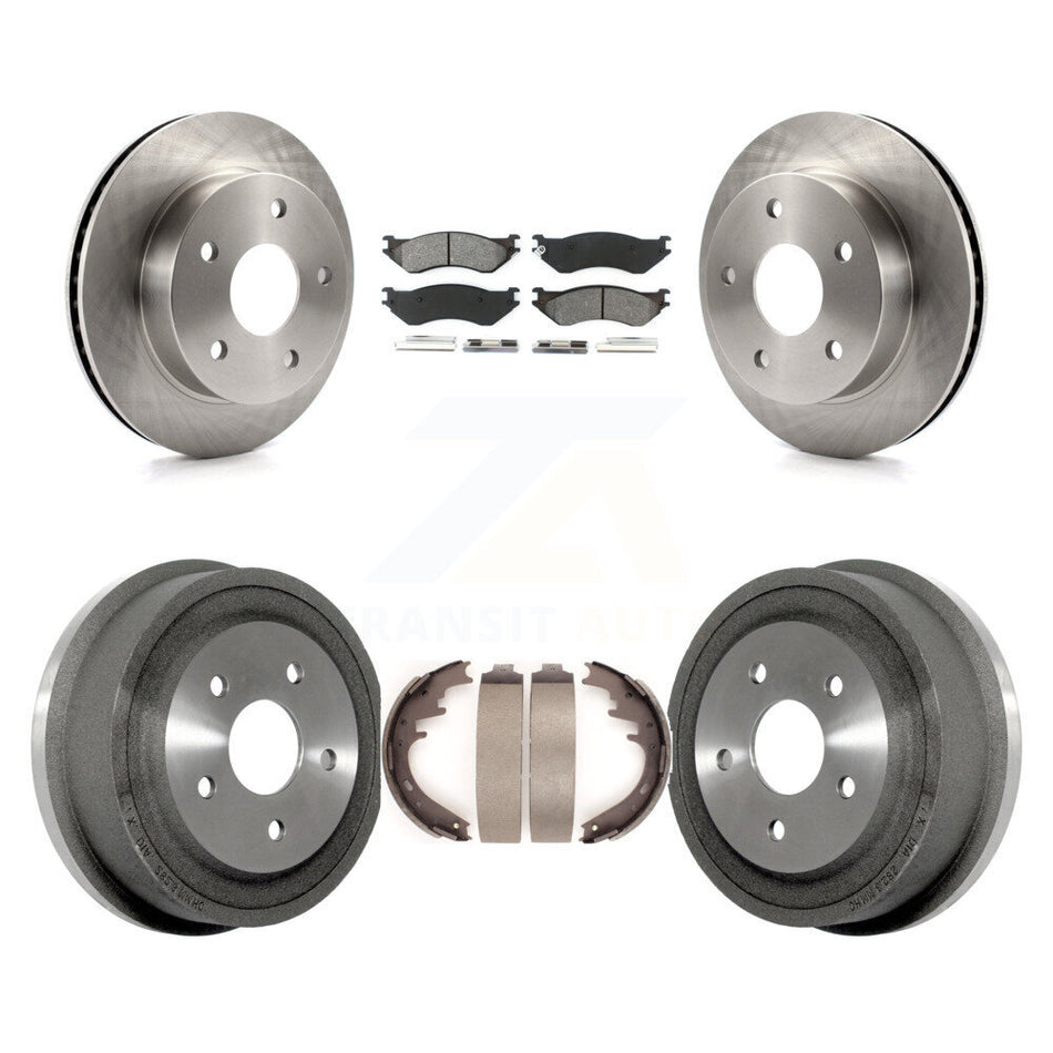 Front Rear Disc Brake Rotors Semi-Metallic Pads And Drum Kit For 2000-2001 Dodge Ram 1500 4WD K8S-103223