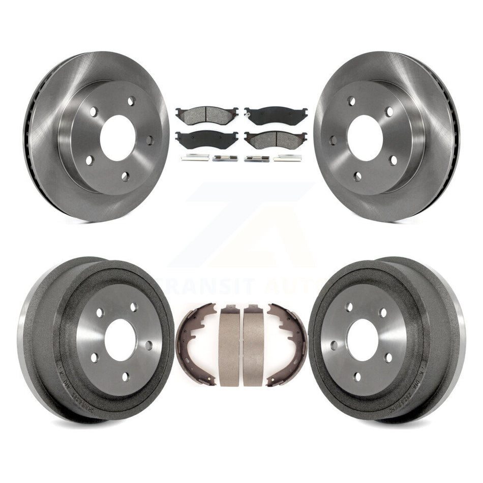 Front Rear Disc Brake Rotors Semi-Metallic Pads And Drum Kit For 2000-2001 Dodge Ram 1500 RWD K8S-103224
